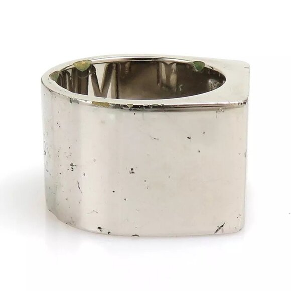 Auth LOUIS VUITTON V Square Ring Silver Metal - Picture 7 of 16